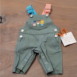 Brand New! Christian Robinson Baby Overalls Olive Green. Newborn.